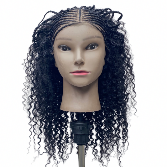 Children Cornrow Weave Wig Human Hair Mix Half weave Half Cornrow wigs for girls wig Hairloss and Alopecia