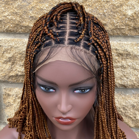 Short Knotless box braid wig for Ladies. Glue less Lace top wig for women