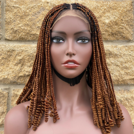 Short Knotless box braid wig for Ladies. Glue less Lace top wig for women