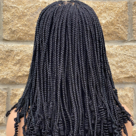 Short Knotless box braid wig for Ladies. Glue less Lace top wig for women