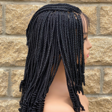 Short Knotless box braid wig for Ladies. Glue less Lace top wig for women
