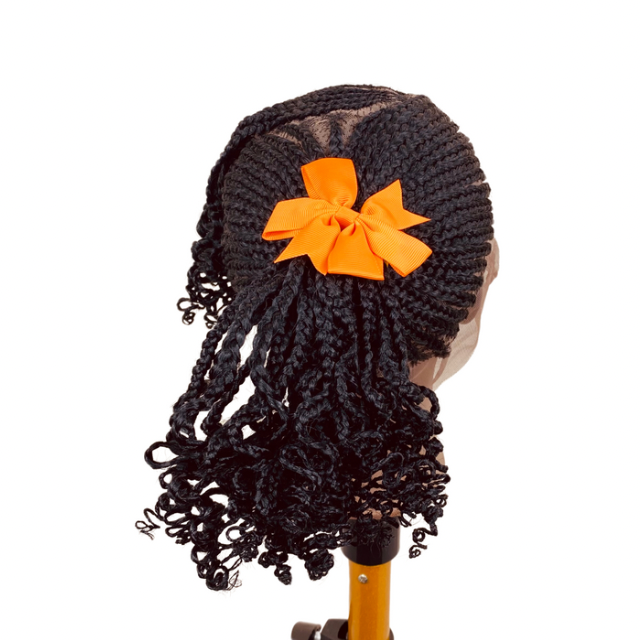 Kids full Lace Cornrow wigs children ponytail temporary hair replacement wig Black Girl Alopecia wig