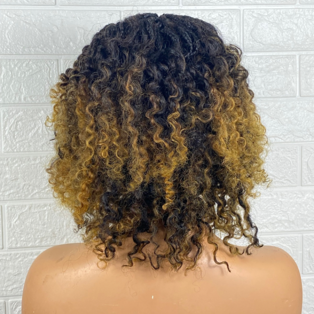 Afro Boho Box braid Wig Goddess braids Afro curly human hair blend Short wig for Girls and Women
