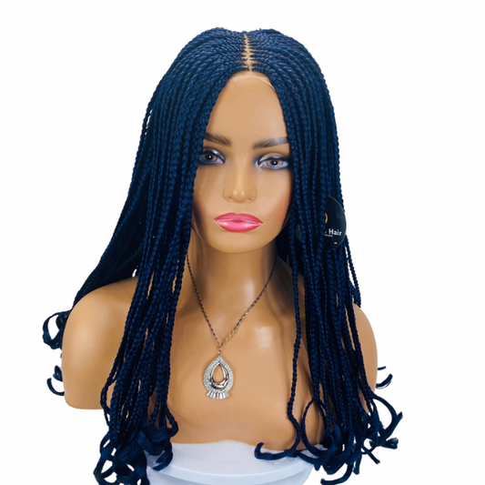 Cornrow Mid Part  Lace closure  braided wig  Women synthetic wig