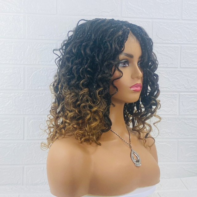 Goddess Box braid Wig Ombré Braiding Synthetic Wigs for Black Women Crochet Braided wig for Ladies