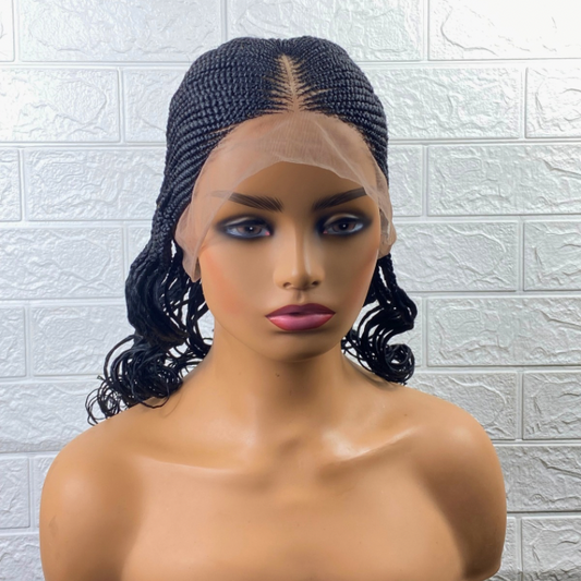 Glue-less full lace cornrow wig short weaving wig chemotherapy wig black women hair replacement wig