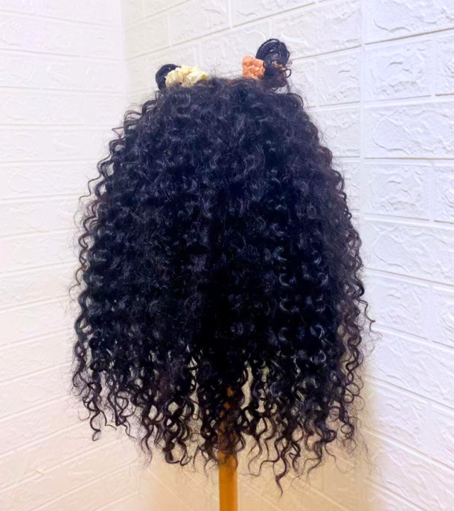 Children Cornrow Weave Wig Human Hair Blend Half weave Half Cornrow wigs for girls