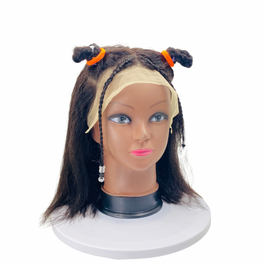 Kids lace front human hair kinky straight wig, yaki 13x4 short Bob wig for children and girls cosplay costume wig