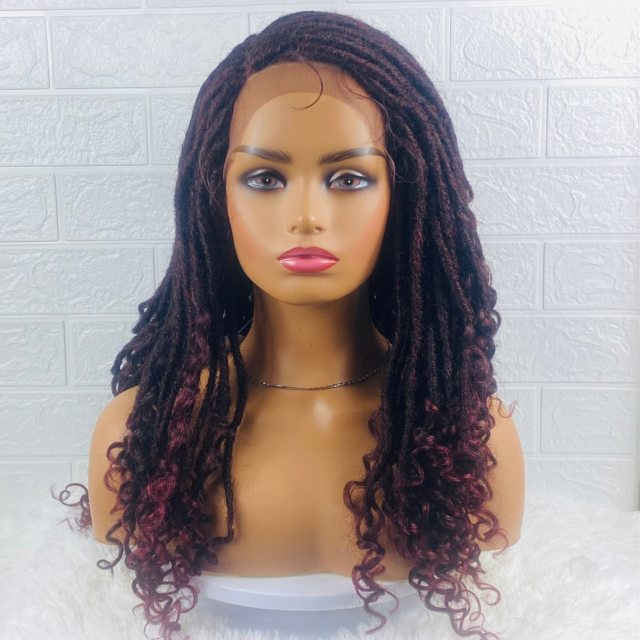 Goddess Faux Locs Wig 25Inch Curly Braids Ombre Crochet Braids Wig Dreadlock