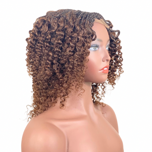 Afro Boho Box braid Wig Goddess braids Afro curly human hair blend Short wig for Girls and Women