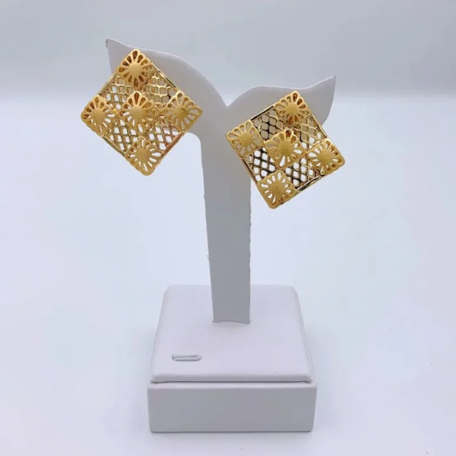 Gold Color African Jewellery Set  For Women Wedding Bracelet Earrings Luxury Set