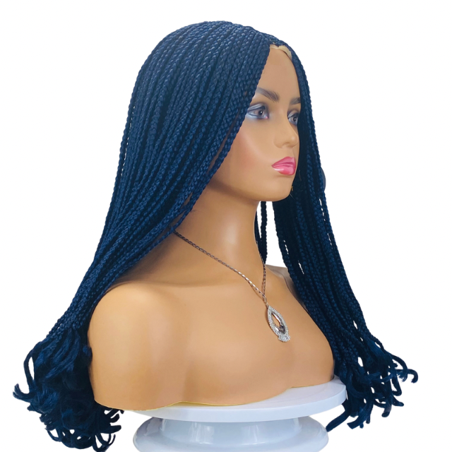 Cornrow Mid Part Lace closure braided wig Women synthetic wig