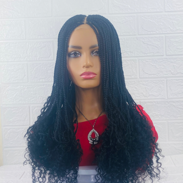 Goddess Box braid Wig Black Synthetic Curly Weave Wigs for Black Women