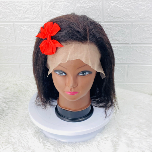 Kids Wig Afro Kinky Straight Human Hair Wig For Girls And Teens,Lace Frontal Wig