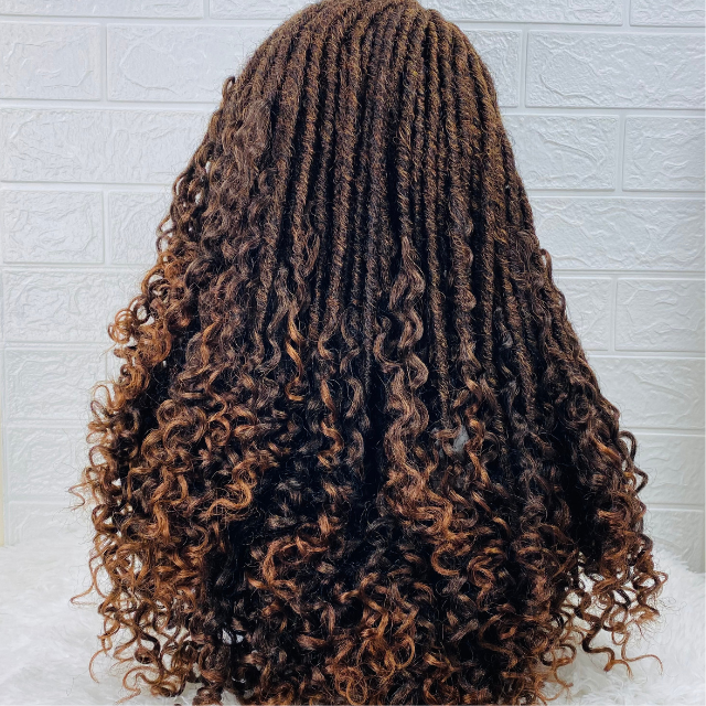 Goddess Faux Locs Wig 25Inch Curly Braids Ombre Crochet Braids Wig Dreadlock