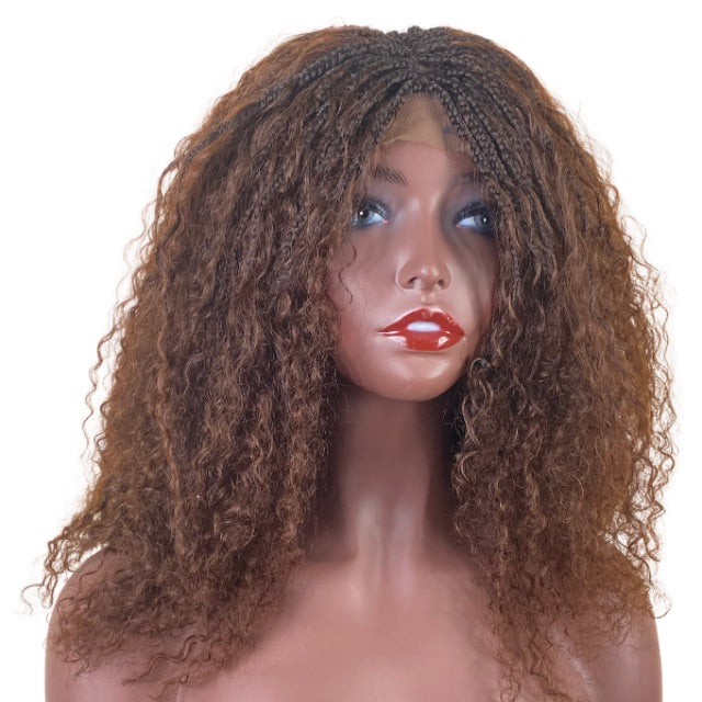 Boho Box braid Wig Goddess braids Afro curly human hair blend Short wig for Girls and Women