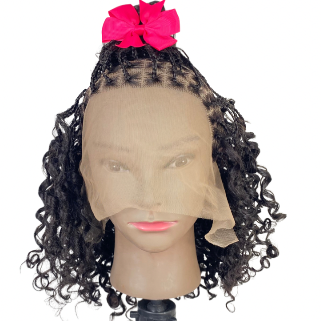 Mono Top Human hair mix wig Medical wigs for children Goddess braids Non slip wig for kids Alopecia wig for black girls Silicone wig