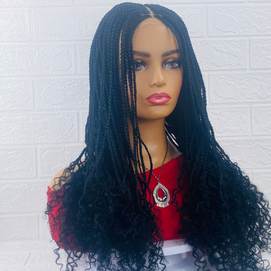 Goddess Box braid Wig  Black Synthetic Curly Weave Wigs for Black Women