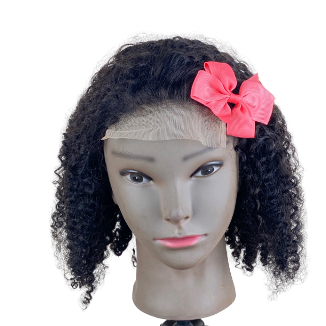 Children Afro Kinky Curly Human Hair Wig Silicone Lace Closure wigs for Girls And Teens Wig Medical wig