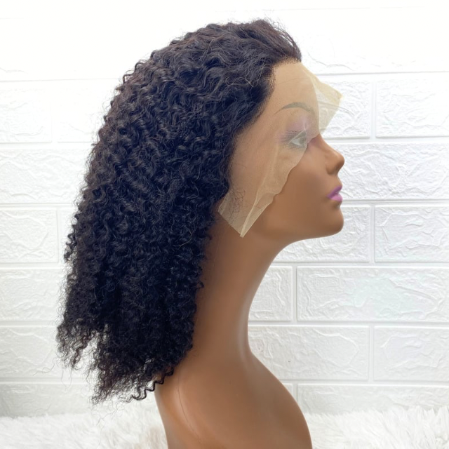 Custom Made Small Cap Afro Kinky Curls Lace Front Human Hair Wig 20-21.5Inches Cap Head Wig