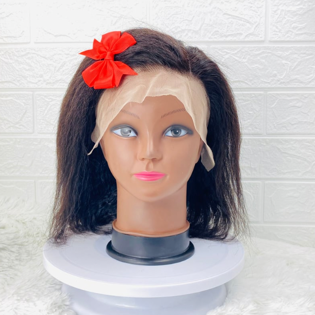 Kids Wig Afro Kinky Straight Human Hair Wig For Girls And Teens,Lace Frontal Wig