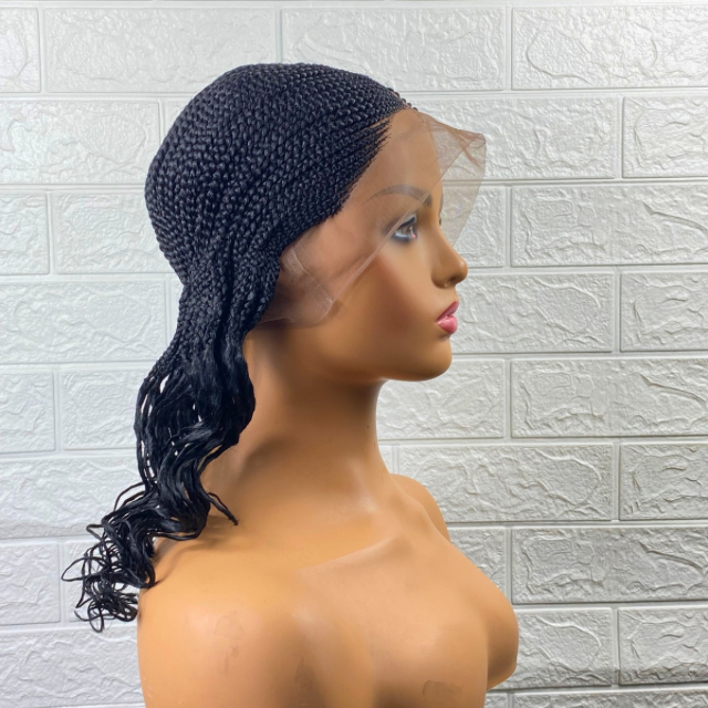 Glue-less full lace cornrow wig short weaving wig chemotherapy wig black women hair replacement wig