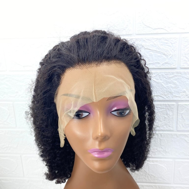 Custom Made Small Cap Afro Kinky Curls Lace Front Human Hair Wig 20-21.5Inches Cap Head Wig