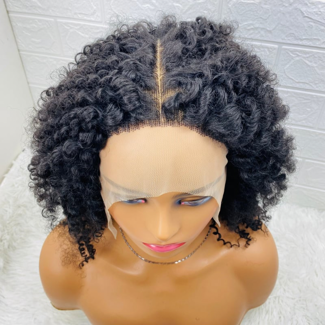 Tiwaoma Women  Afro Kinky Hair Wig, Ombré Lace Front T Part Human Hair Blend Wig