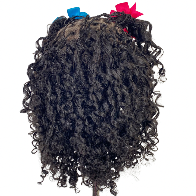 Mono Top Human hair mix wig Medical wigs for children Goddess braids Non slip wig for kids Alopecia wig for black girls Silicone wig