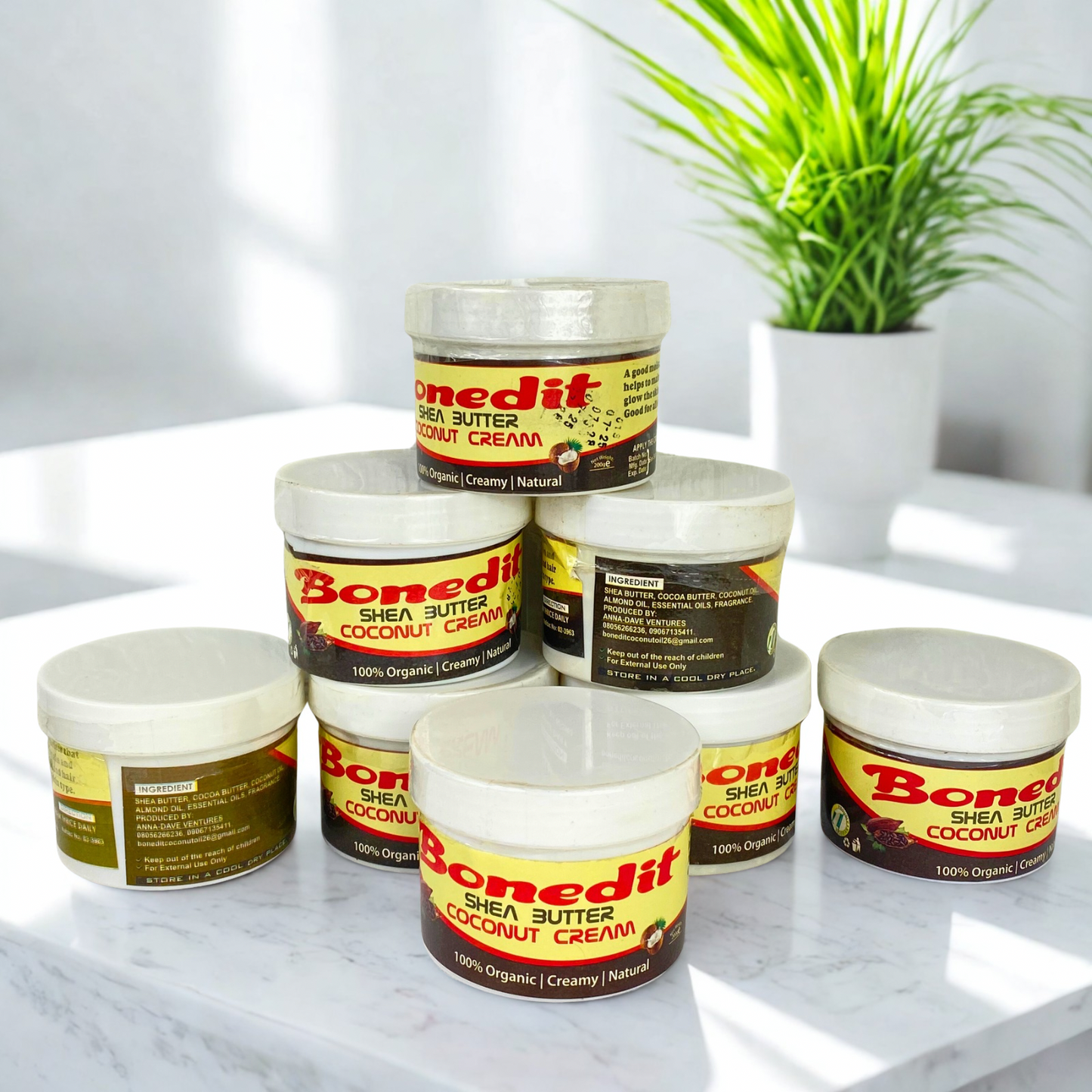 1 Pc 100% Natural Shea abutter coconut cream that glow skin and Softens  hair