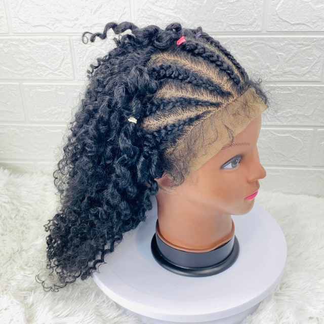 Children Lace Front Kinky Curly Braided Wig Human Hair Blend wig for kids Alopecia wig for girls Transparent 13x4 lace frontal cosplay costume wig