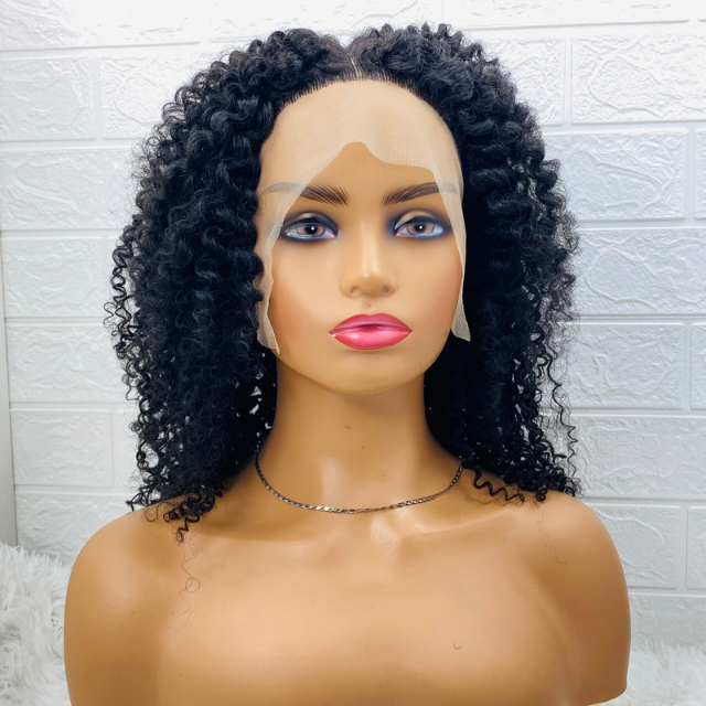 Tiwaoma Women  Afro Kinky Hair Wig, Ombré Lace Front T Part Human Hair Blend Wig