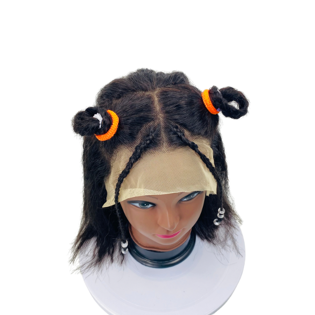 Kids lace front human hair kinky straight wig, yaki 13x4 short Bob wig for children and girls cosplay costume wig