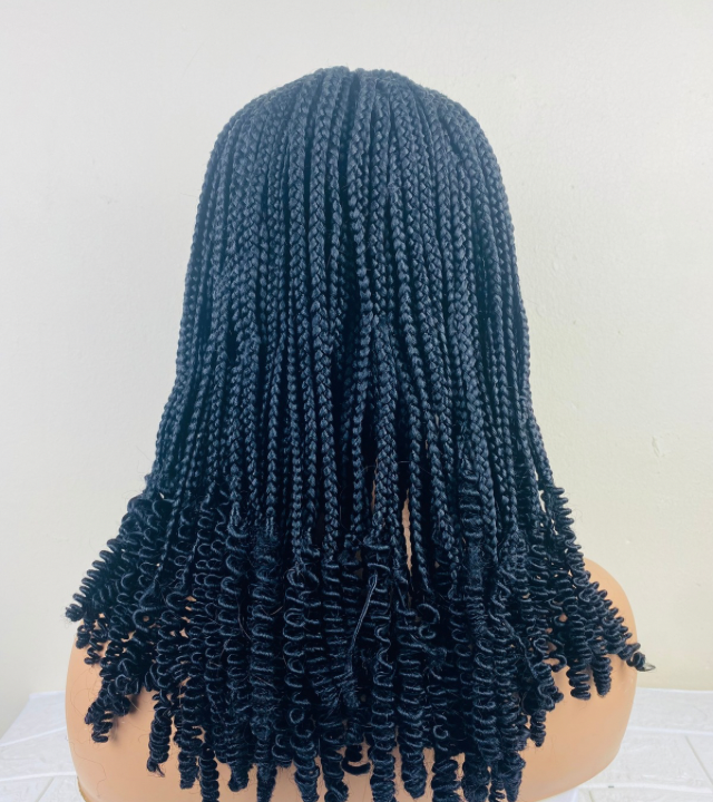 Short cornrow center part box braid wig for Ladies. Glue less Lace wig for women