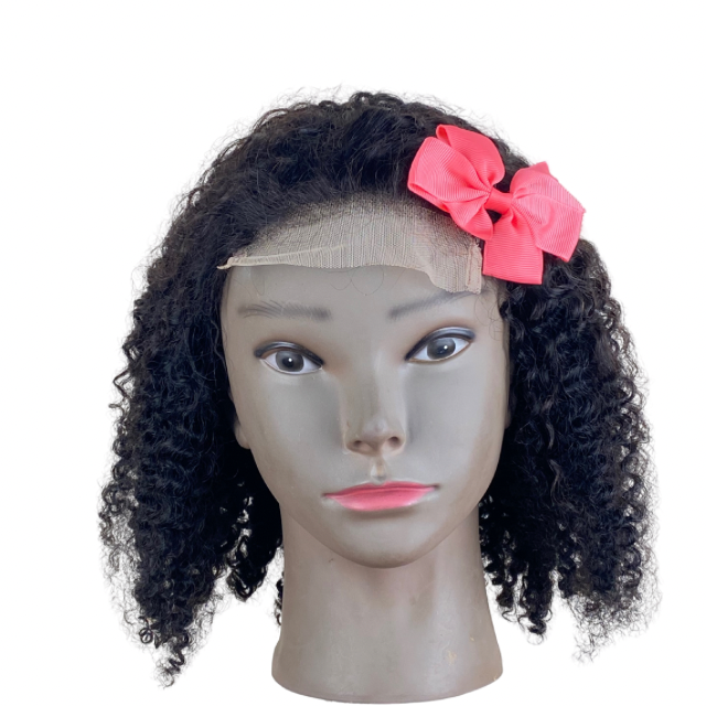Children Afro Kinky Curly Human Hair Wig Silicone Lace Closure wigs for Girls And Teens Wig Medical wig