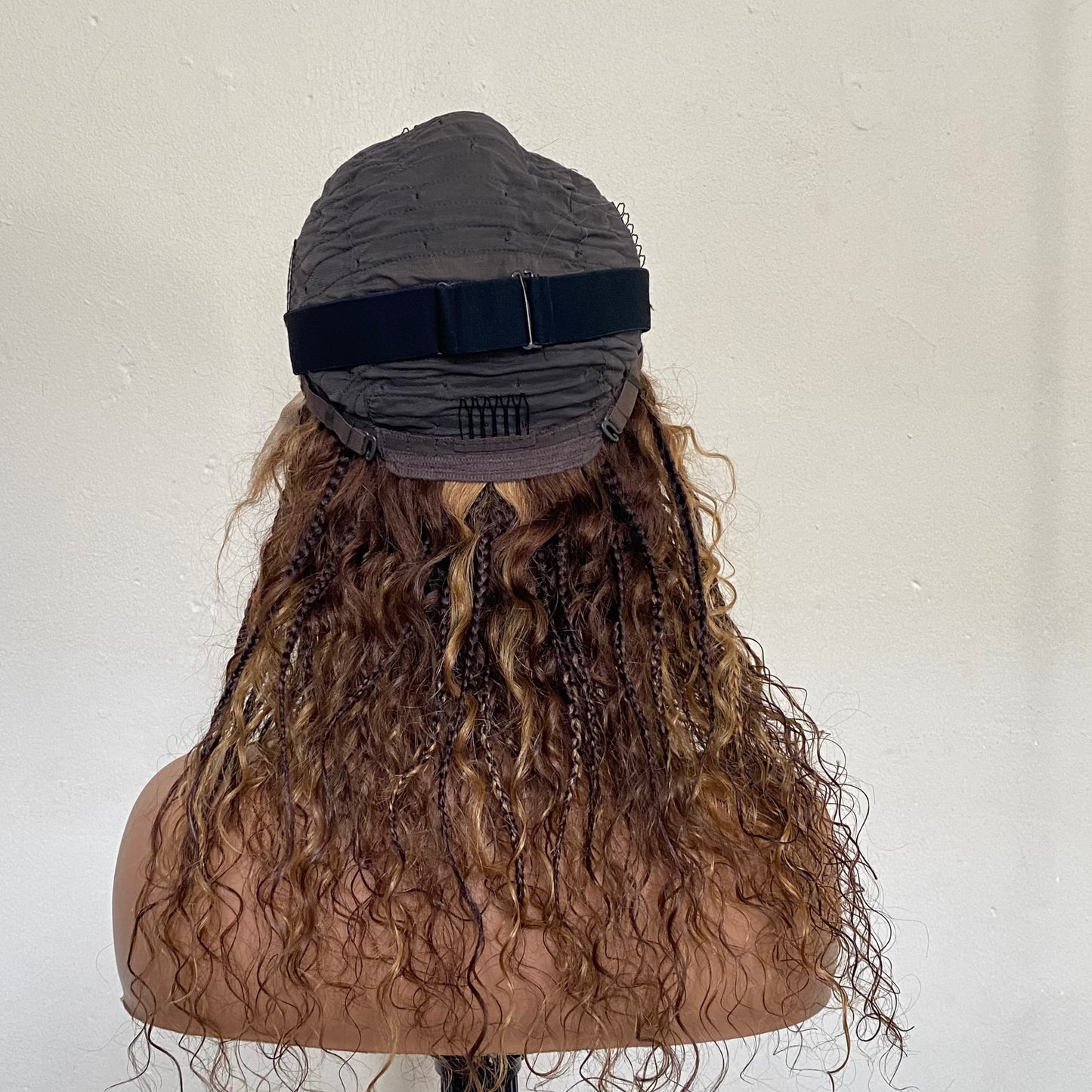 Deep Wave Bohofushion Braid Wig Human Hair – P427 Highlights Brazilian preplucked waterwave curly Goddess Braids