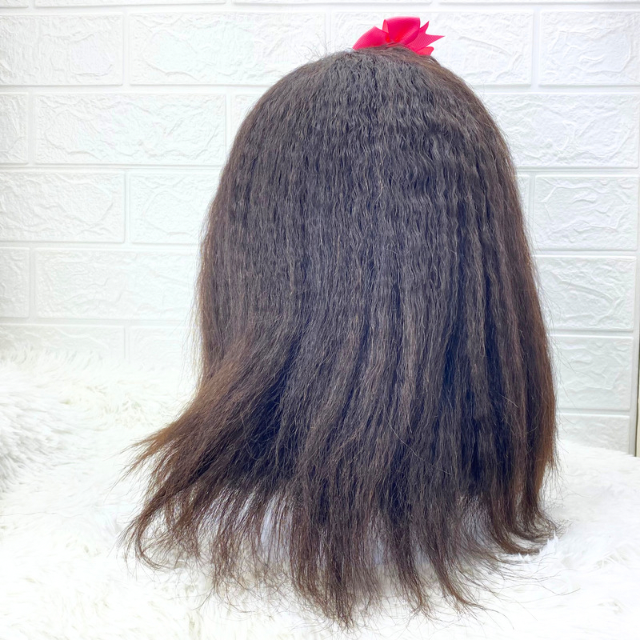 Children Afro Kinky Straight Human Hair Wig Lace Closure Girls And Teens Wig