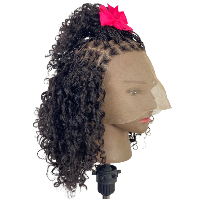Mono Top Human hair mix wig Medical wigs for children Goddess braids Non slip wig for kids Alopecia wig for black girls Silicone wig