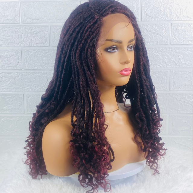 Goddess Faux Locs Wig 25Inch Curly Braids Ombre Crochet Braids Wig Dreadlock