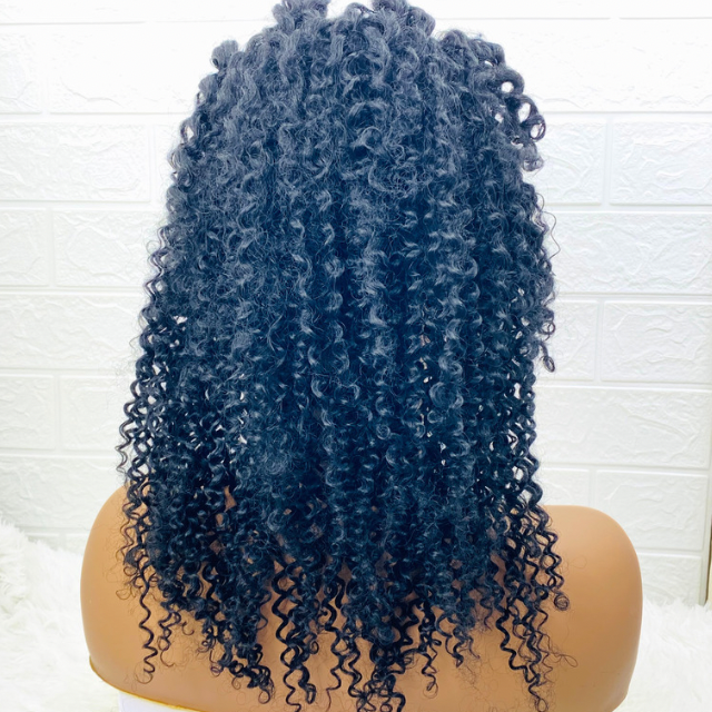 Afro kinky Curly Human Hair Blend Cornrow Braided Wig Frontal Half Braid Wigs