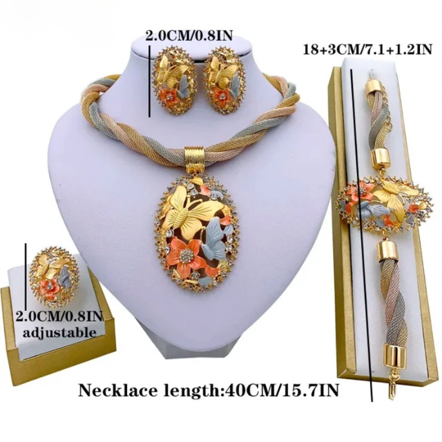 African necklace Dubai Gold Plated Jewelry For Women Wedding Bracelet Earrings