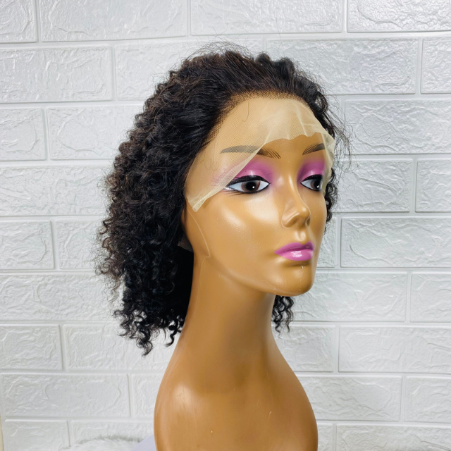 Small Cap Afro Kinky Curls Lace Front Human Hair Wig 20 21 Inches