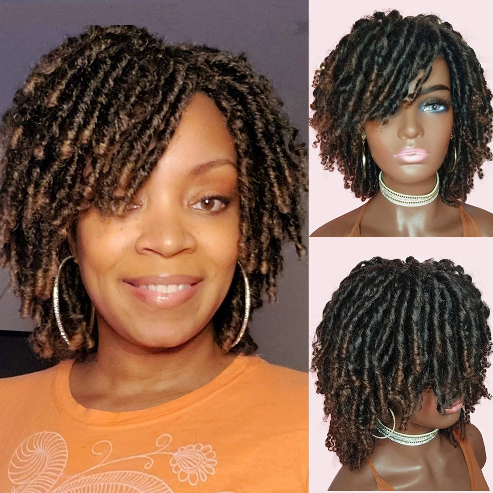 Braided Wigs Women Synthetic Ombre Dreadlock African Faux Crochet Twist Short