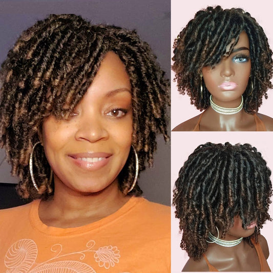 Braided Wigs Women Synthetic Ombre Dreadlock African Faux Crochet Twist Short