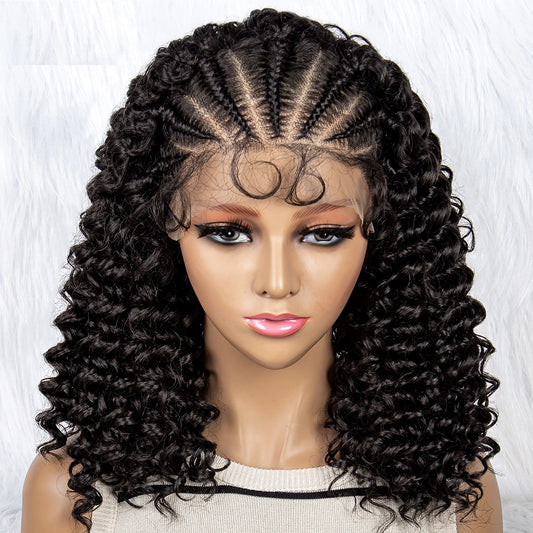 Braided Wigs Synthetic Lace Front Baby Hair Black Women Kinky Curly