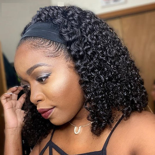 Headband Wigs Human Hair Kinky Curly Glueless Full Machine Brazilian Remy Women
