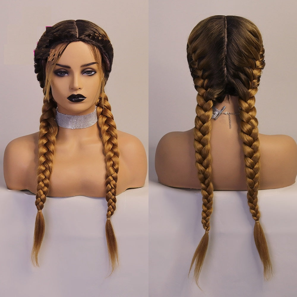 Blonde Long Double Braided Synthetic Wig Heat Resistant Wigs