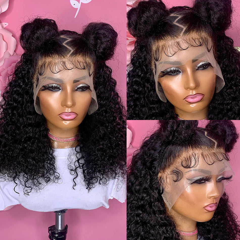 Loose Water Deep Wave Lace Frontal Human Hair Wigs Women
