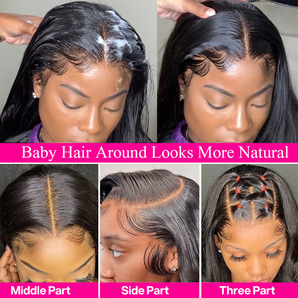 Straight Lace Front Wig Transparent Brazilian Human Hair Women Frontal Closure