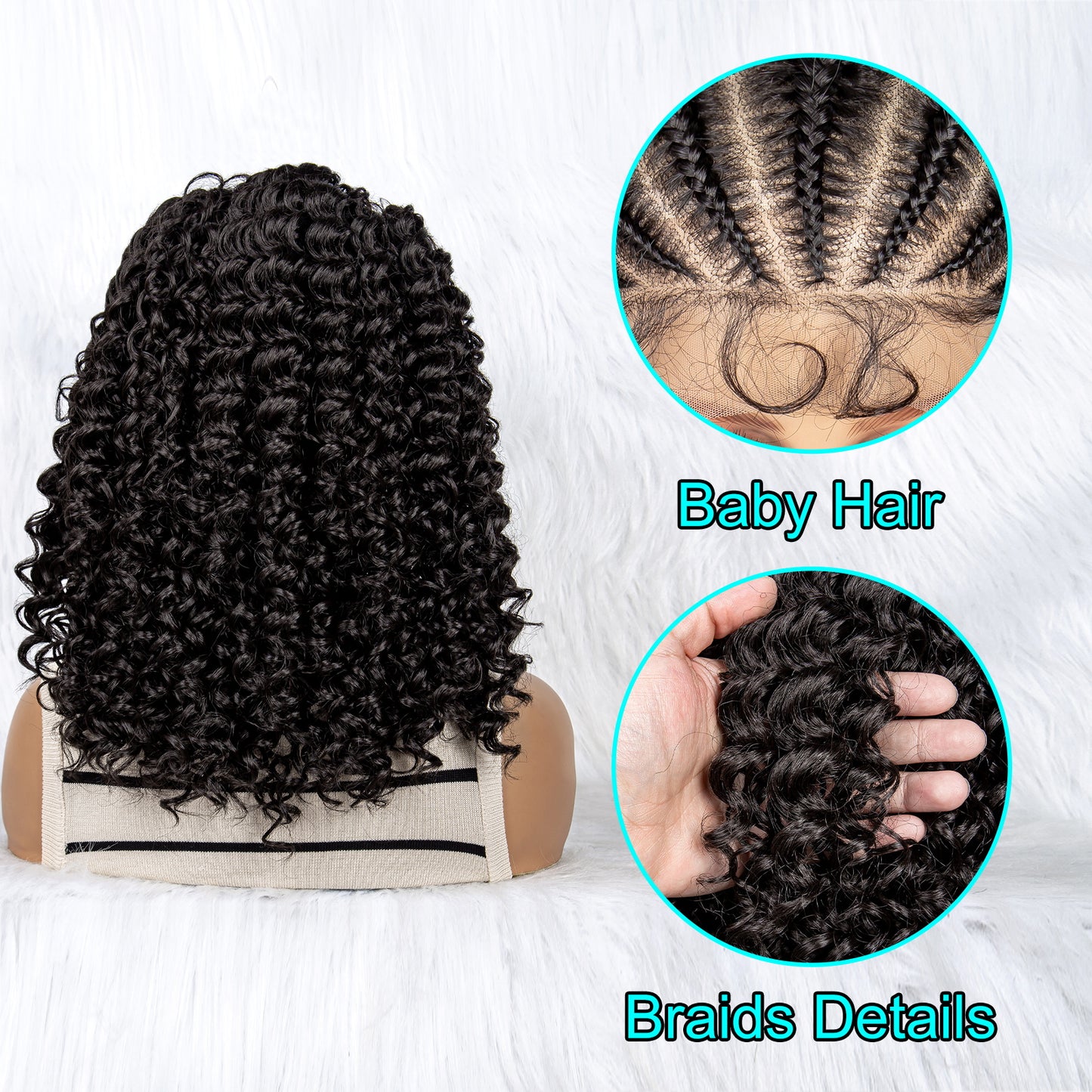 Braided Wigs Synthetic Lace Front Baby Hair Black Women Kinky Curly